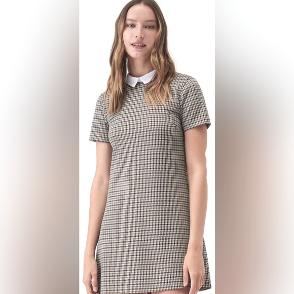 NWT Retro Houndstooth Sheath Dress w/Peter Pan Collar 👧🏻 Wednesday Addams - Picture 3 of 13